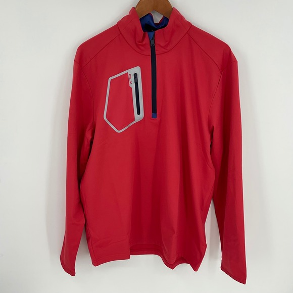 RLX Ralph Lauren Other - RLX Ralph Lauren Mens Red Quarter Zip Golf Pullover Jacket‎ Long Sleeve Size L